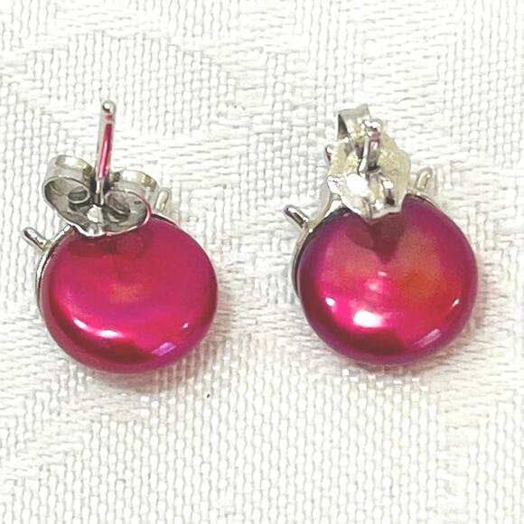 HONORA Sterling Silver Coin Pearl Ladybug EARRINGS BRACELET Stud Cultured Pearls - Picture 3 of 10